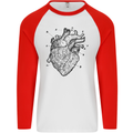 Heart Diagram Mens L/S Baseball T-Shirt White/Red