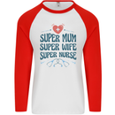 Super Mum Wife Nurse Mothers Day Gift Mens L/S Baseball T-Shirt White/Red