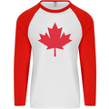 Canadian Flag Canada Maple Leaf Mens L/S Baseball T-Shirt White/Red