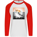 Fish Pollution Climate Change Environment Mens L/S Baseball T-Shirt White/Red