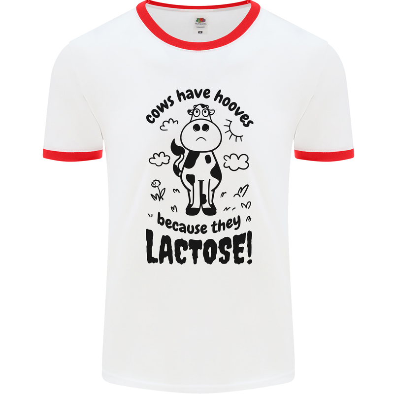 Cows Have Hooves Because They Lack Toes Mens Ringer T-Shirt White/Red