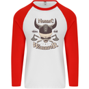 Nordic Warrior Viking Skull Mens L/S Baseball T-Shirt White/Red