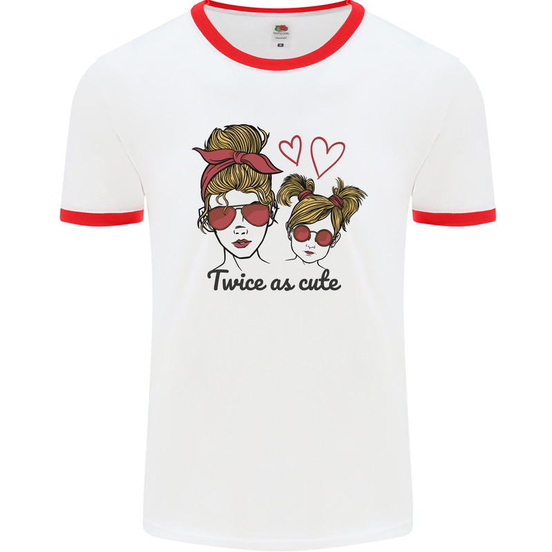 Mummy & Daughter Twice as Cute Mommy Mens Ringer T-Shirt White/Red
