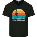 Reel Cool Dad Funny Fathers Day Fishing Mens V-Neck Cotton T-Shirt Black