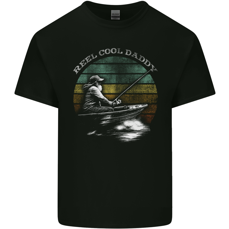 Reel Cool Daddy Funny Fathers Day Fishing Mens Cotton T-Shirt Tee Top Black