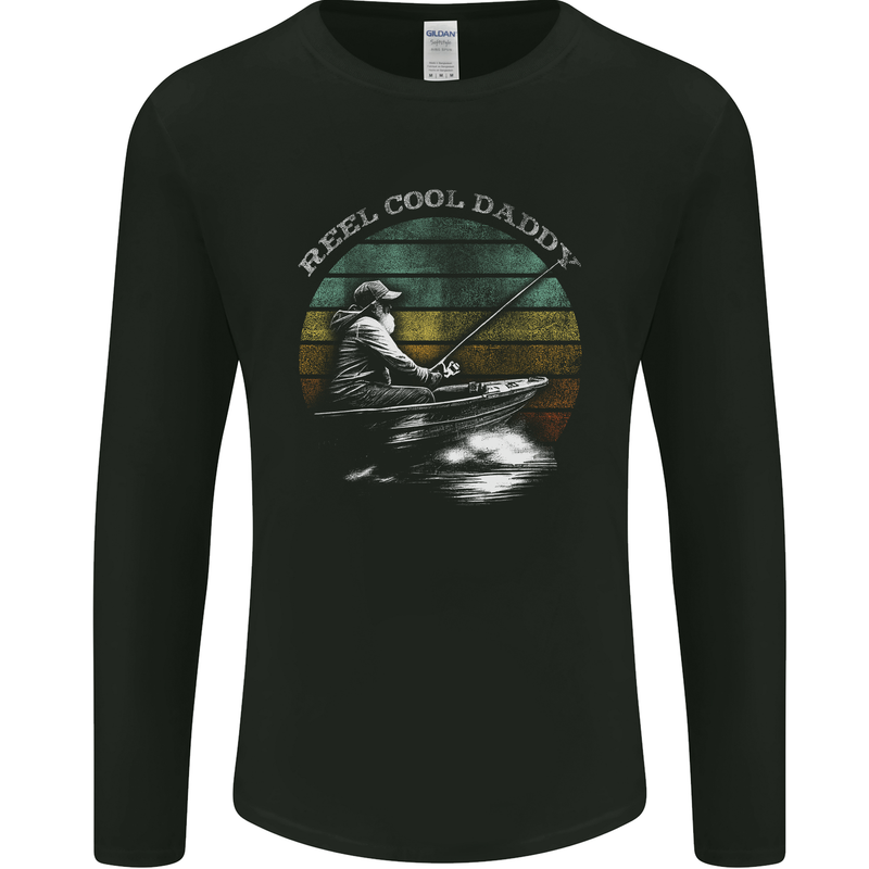 Reel Cool Daddy Funny Fathers Day Fishing Mens Long Sleeve T-Shirt Black