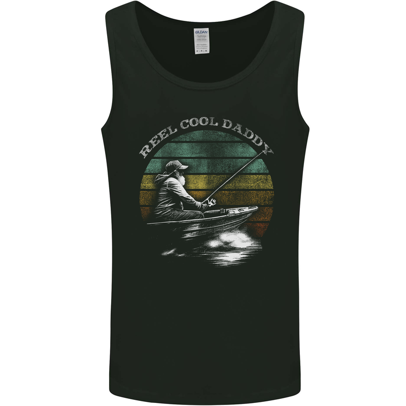 Reel Cool Daddy Funny Fathers Day Fishing Mens Vest Tank Top Black