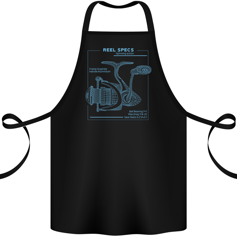 Reel Specs Fishing Fisherman Cotton Apron 100% Organic Black