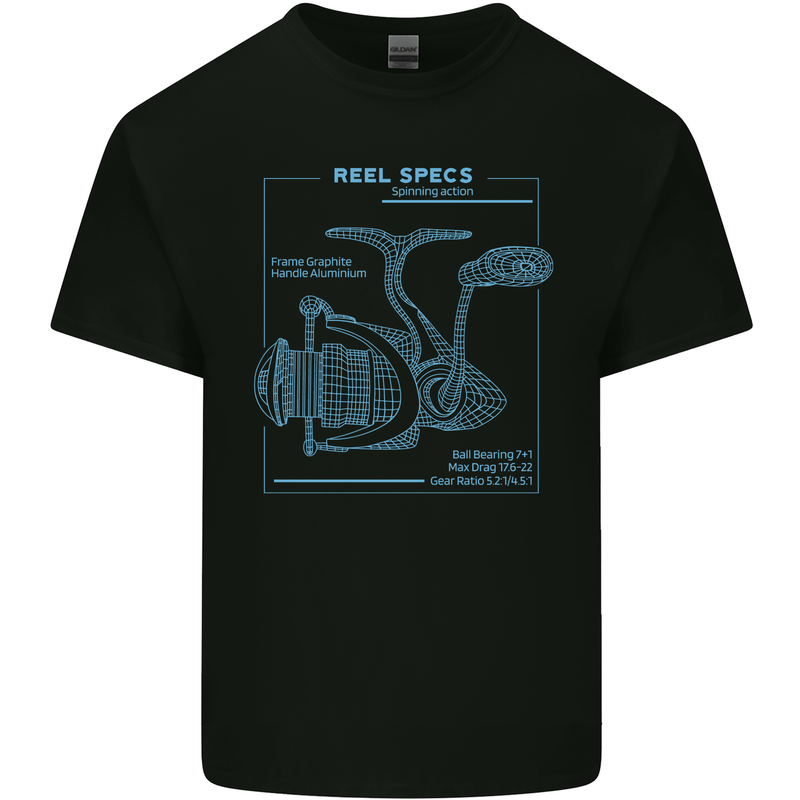 Reel Specs Fishing Fisherman Kids T-Shirt Childrens Black