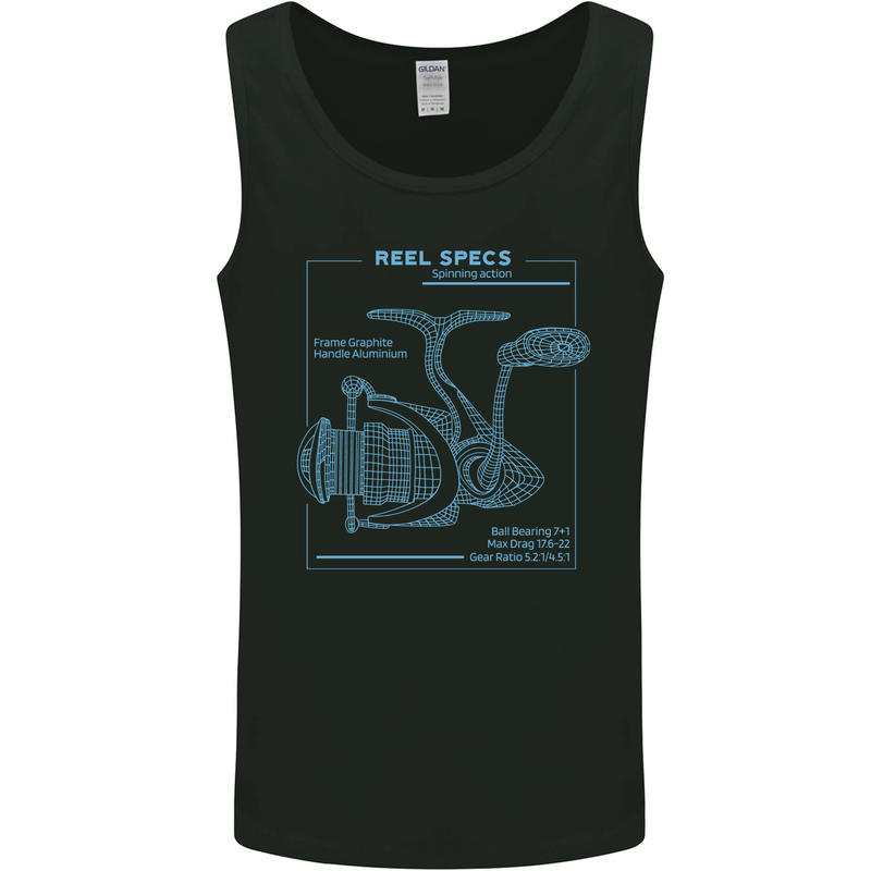 Reel Specs Fishing Fisherman Mens Vest Tank Top Black
