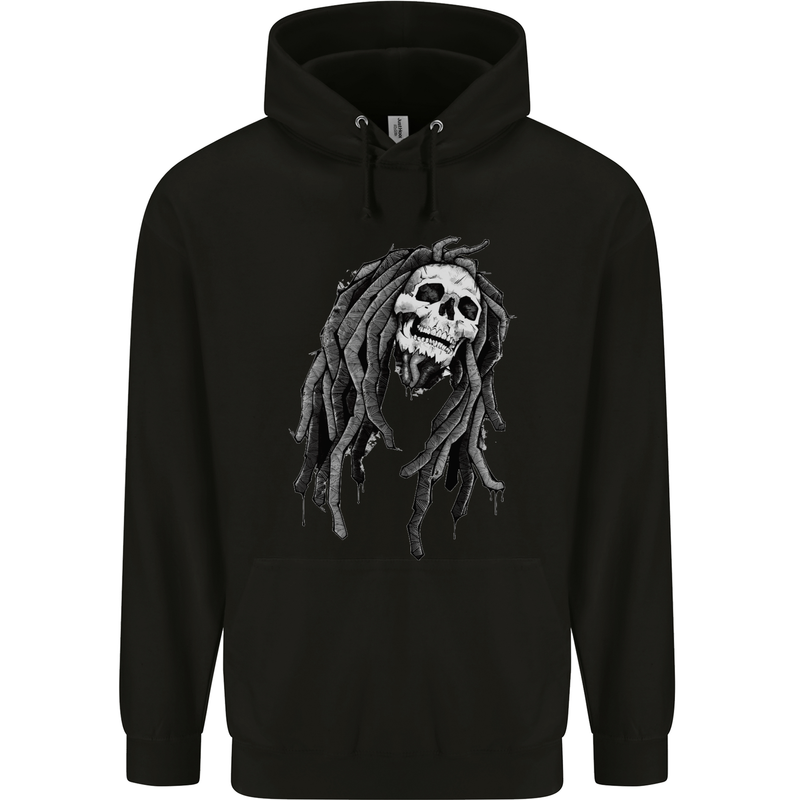 Reggae Music Skull Jamaica Mens 80% Cotton Hoodie Black