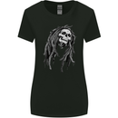 Reggae Music Skull Jamaica Womens Wider Cut T-Shirt Black