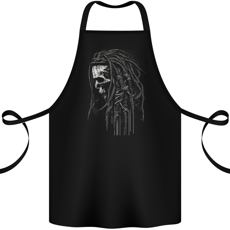 Reggae Music Skull Rastafarian Cotton Apron 100% Organic Black