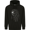 Reggae Music Skull Rastafarian Mens 80% Cotton Hoodie Black