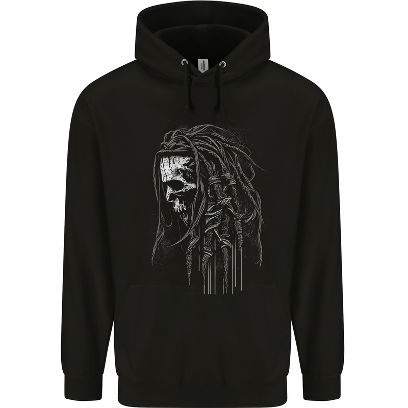Reggae Music Skull Rastafarian Mens 80% Cotton Hoodie Black
