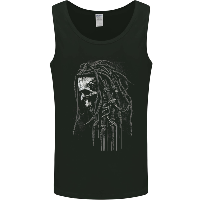 Reggae Music Skull Rastafarian Mens Vest Tank Top Black