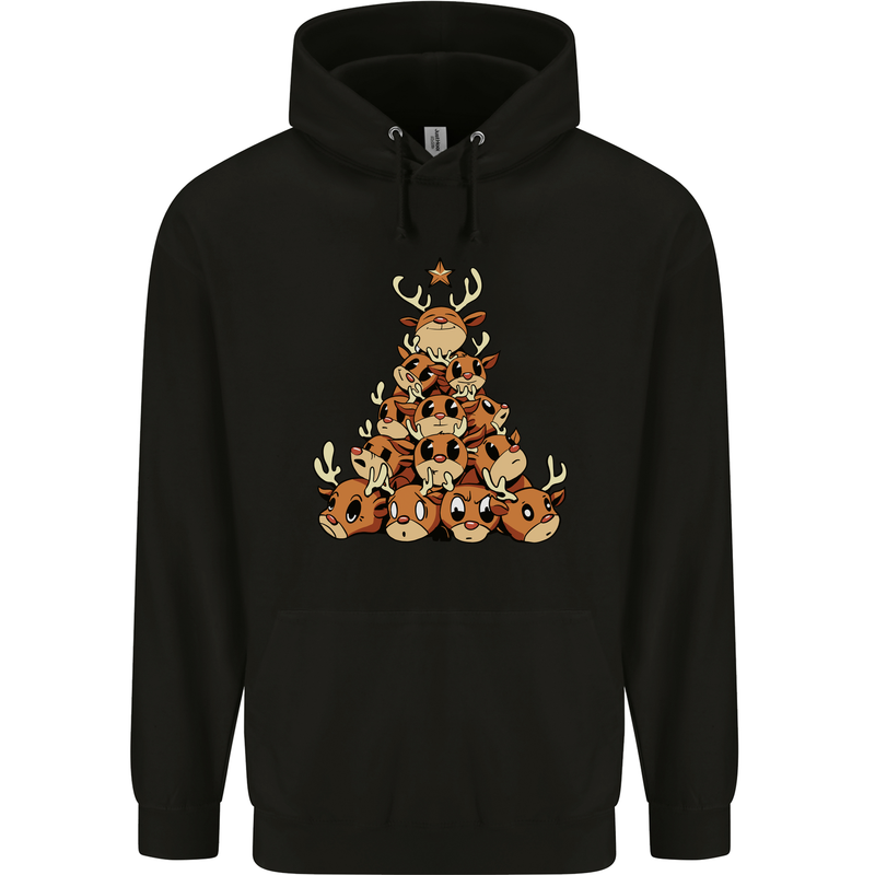 Reindeer Christmas Tree Rudolf Xmas Funny Childrens Kids Hoodie Black