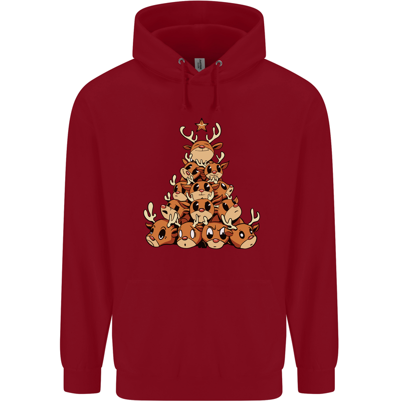 Reindeer Christmas Tree Rudolf Xmas Funny Childrens Kids Hoodie Red