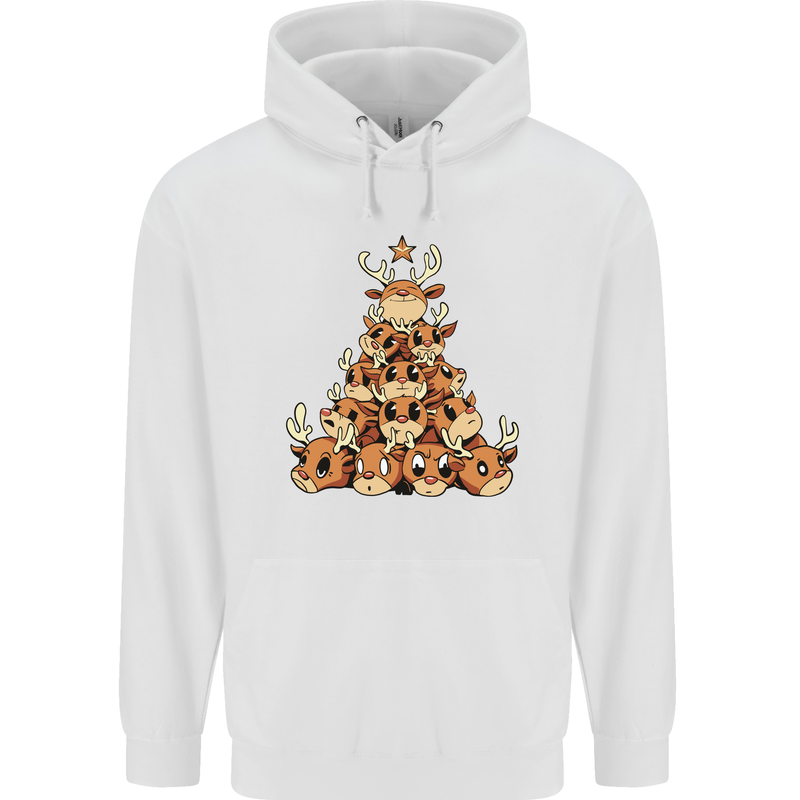 Reindeer Christmas Tree Rudolf Xmas Funny Childrens Kids Hoodie White