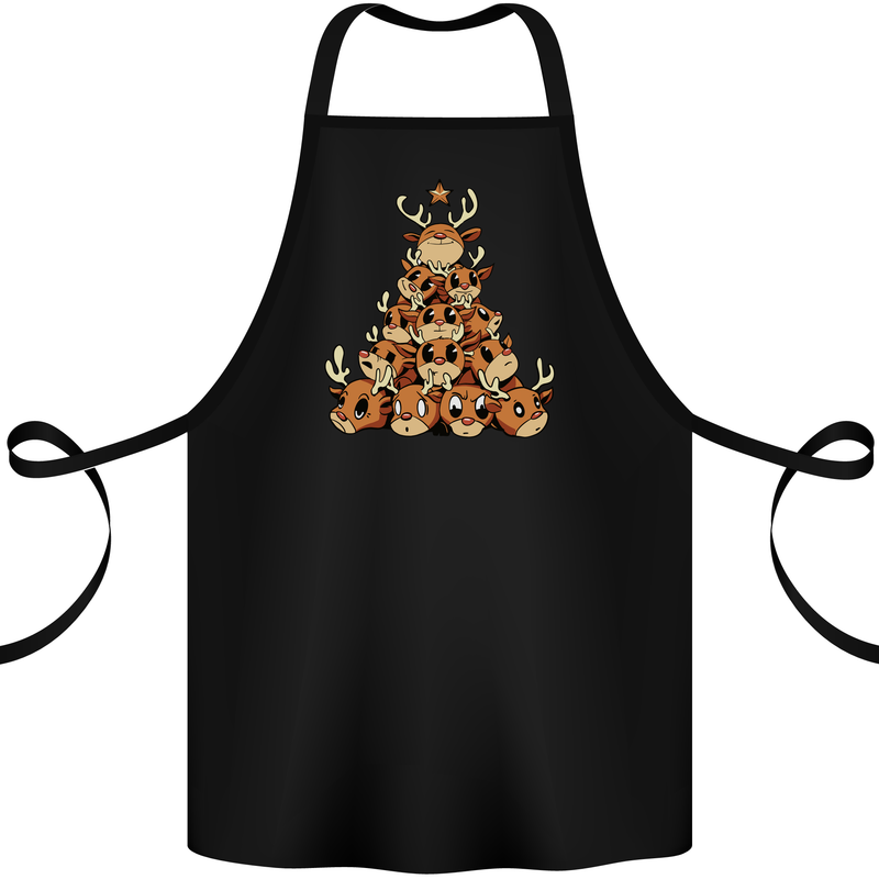 Reindeer Christmas Tree Rudolf Xmas Funny Cotton Apron 100% Organic Black