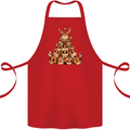 Reindeer Christmas Tree Rudolf Xmas Funny Cotton Apron 100% Organic Red