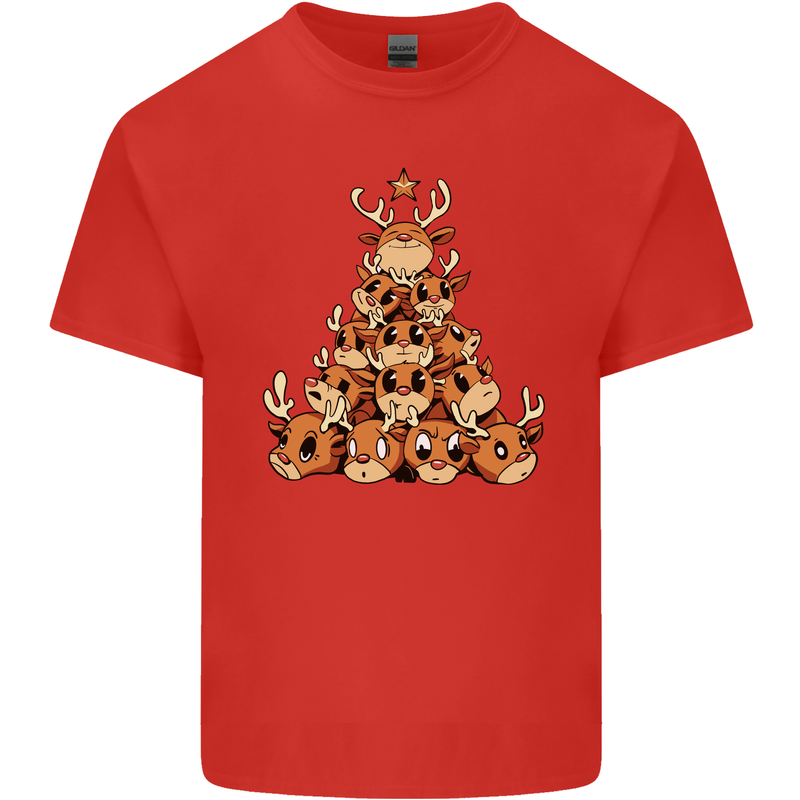Reindeer Christmas Tree Rudolf Xmas Funny Kids T-Shirt Childrens Red
