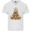Reindeer Christmas Tree Rudolf Xmas Funny Mens V-Neck Cotton T-Shirt White