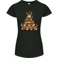 Reindeer Christmas Tree Rudolf Xmas Funny Womens Petite Cut T-Shirt Black