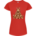 Reindeer Christmas Tree Rudolf Xmas Funny Womens Petite Cut T-Shirt Red