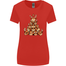 Reindeer Christmas Tree Rudolf Xmas Funny Womens Wider Cut T-Shirt Red