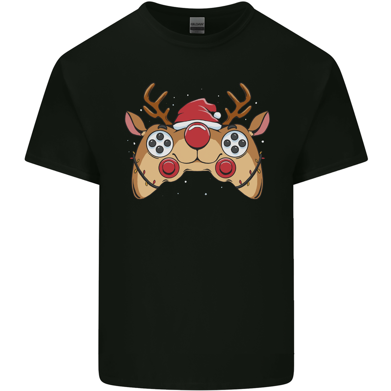 Reindeer Joypad Christmas Gaming Gamer Mens Cotton T-Shirt Tee Top Black