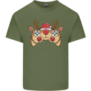 Reindeer Joypad Christmas Gaming Gamer Mens Cotton T-Shirt Tee Top Military Green