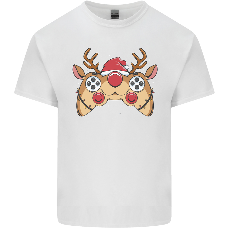 Reindeer Joypad Christmas Gaming Gamer Mens Cotton T-Shirt Tee Top White