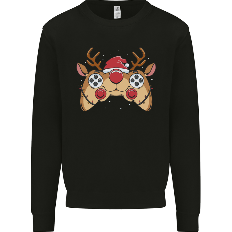 Reindeer Joypad Christmas Gaming Gamer Mens Sweatshirt Jumper Black