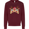 Reindeer Joypad Christmas Gaming Gamer Mens Sweatshirt Jumper Maroon