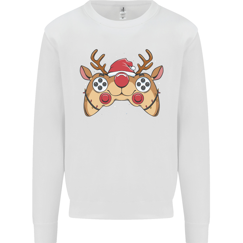 Reindeer Joypad Christmas Gaming Gamer Mens Sweatshirt Jumper White