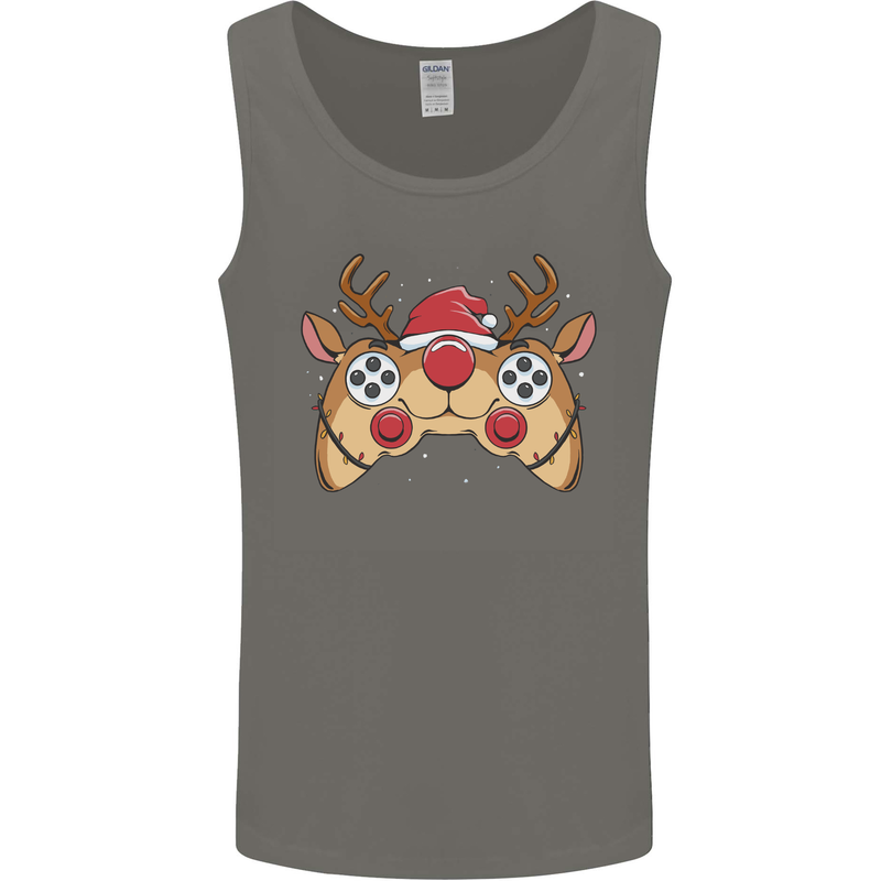 Reindeer Joypad Christmas Gaming Gamer Mens Vest Tank Top Charcoal
