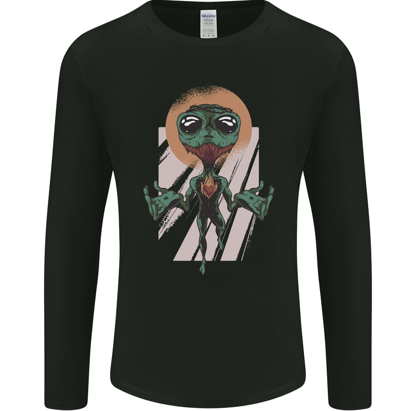 Religious Alien Mens Long Sleeve T-Shirt Black