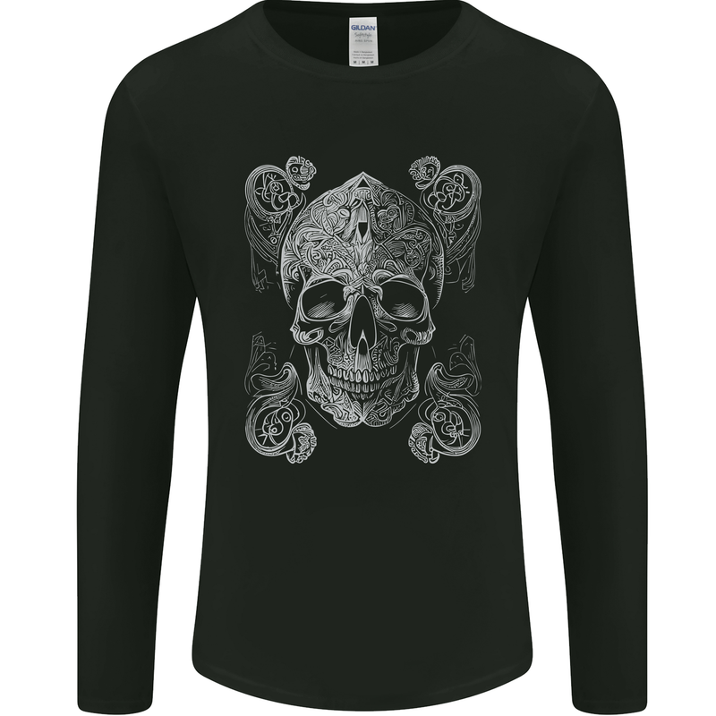Religious Skull Pope Rock Music Heavy Metal Mens Long Sleeve T-Shirt Black