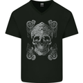 Religious Skull Pope Rock Music Heavy Metal Mens V-Neck Cotton T-Shirt Black