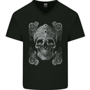 Religious Skull Pope Rock Music Heavy Metal Mens V-Neck Cotton T-Shirt Black