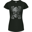 Religious Skull Pope Rock Music Heavy Metal Womens Petite Cut T-Shirt Black
