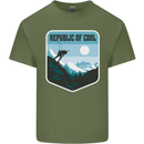 Republic of Cool Skiing Skier Ski Mens Cotton T-Shirt Tee Top Military Green
