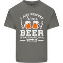 Rescued Some Beer Funny Alcohol Larger Mens Cotton T-Shirt Tee Top Charcoal