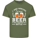 Rescued Some Beer Funny Alcohol Larger Mens Cotton T-Shirt Tee Top Military Green