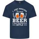 Rescued Some Beer Funny Alcohol Larger Mens Cotton T-Shirt Tee Top Navy Blue