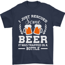 Rescued Some Beer Funny Alcohol Larger Mens T-Shirt 100% Cotton Navy Blue