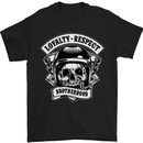 a black t - shirt with a skull wearing a motorcycle helmet