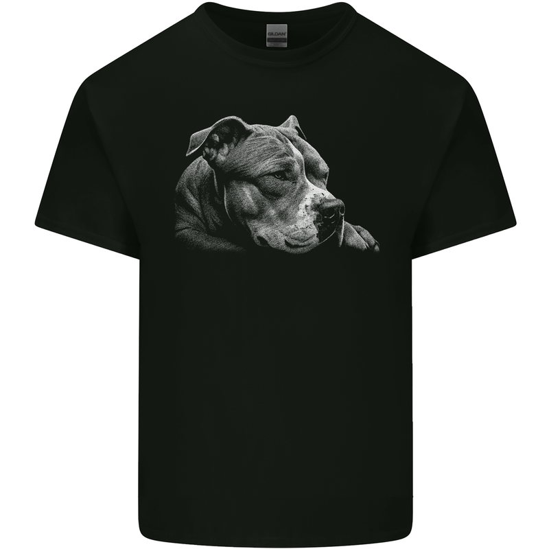 Resting Pitbull Dog Mens Cotton T-Shirt Tee Top Black