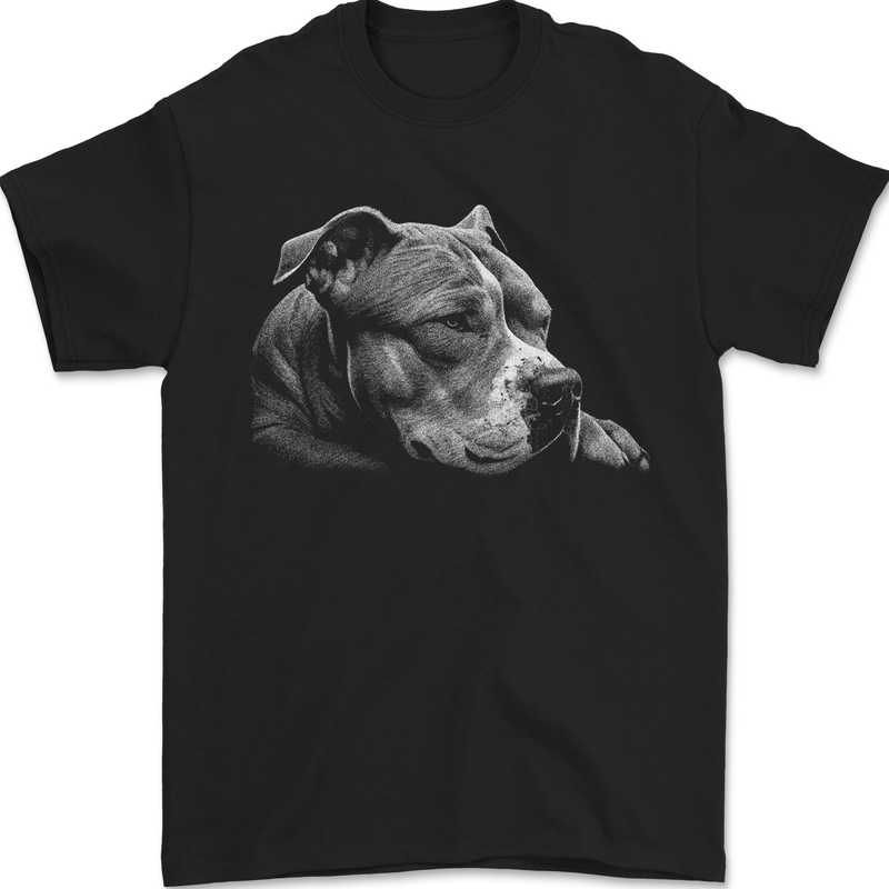 Resting Pitbull Dog Mens T-Shirt 100% Cotton Black